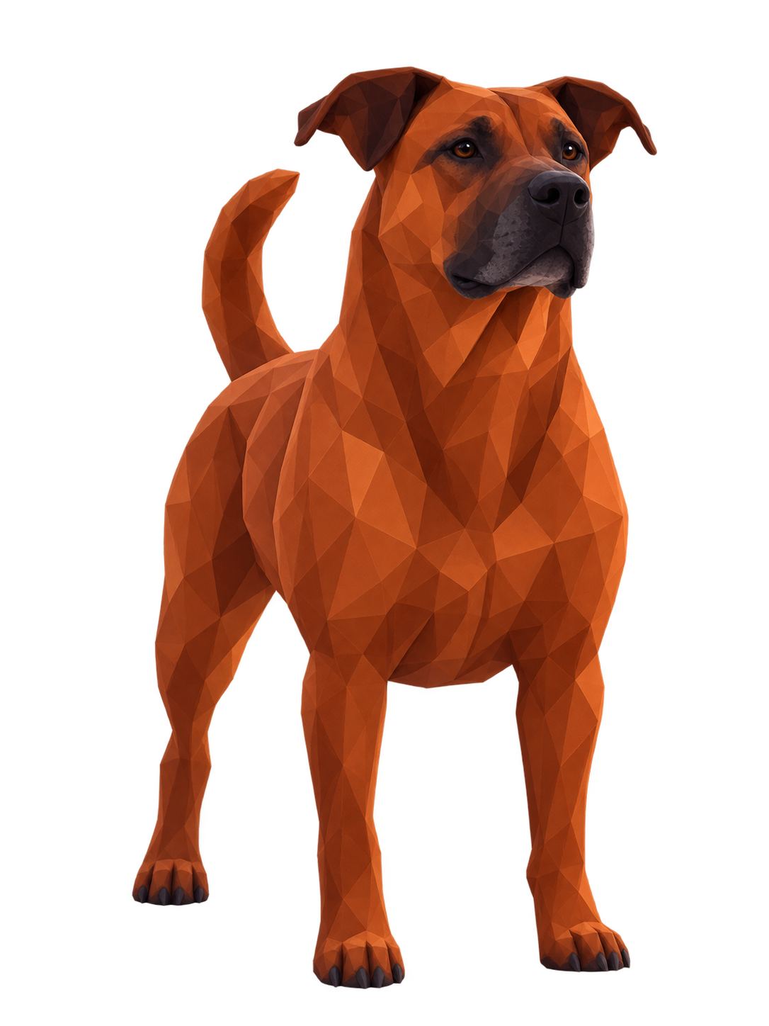 Sherlock, Frisk Digital's original copper-colored faceted dog mascot